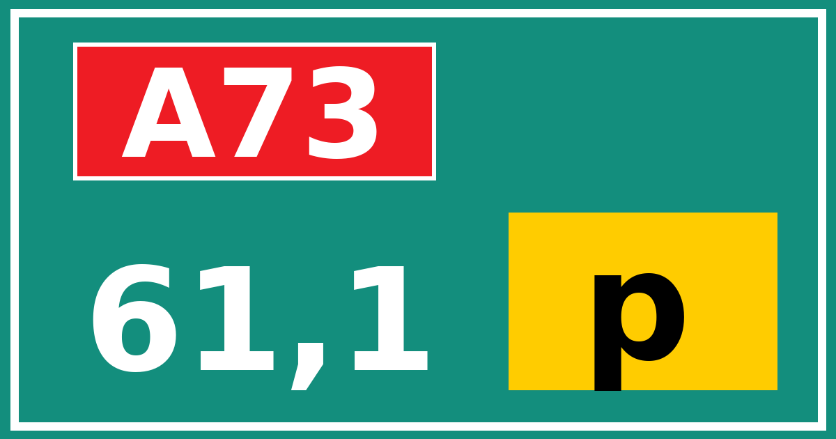 Hectometerbord A73 61,1 letter p