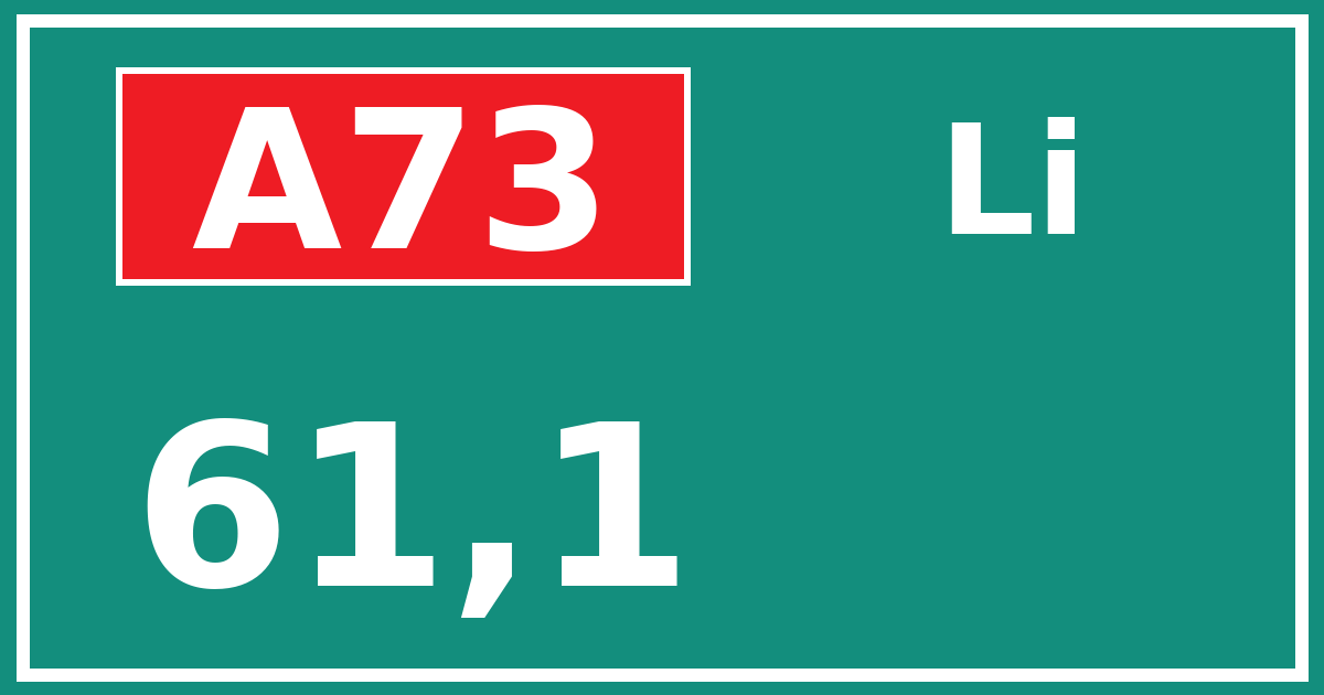 Hectometerbord A73 61,1 zijde Li