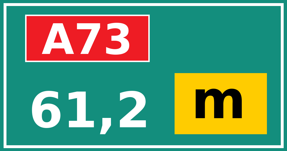 Hectometerbord A73 61,2 letter m
