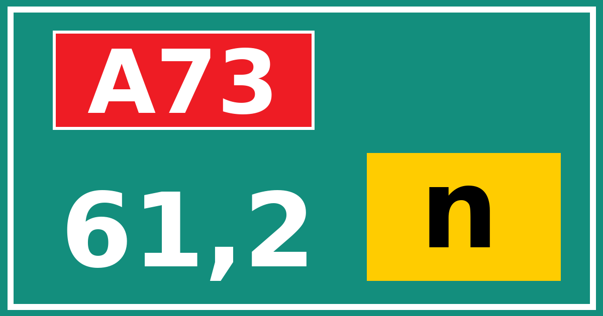 Hectometerbord A73 61,2 letter n