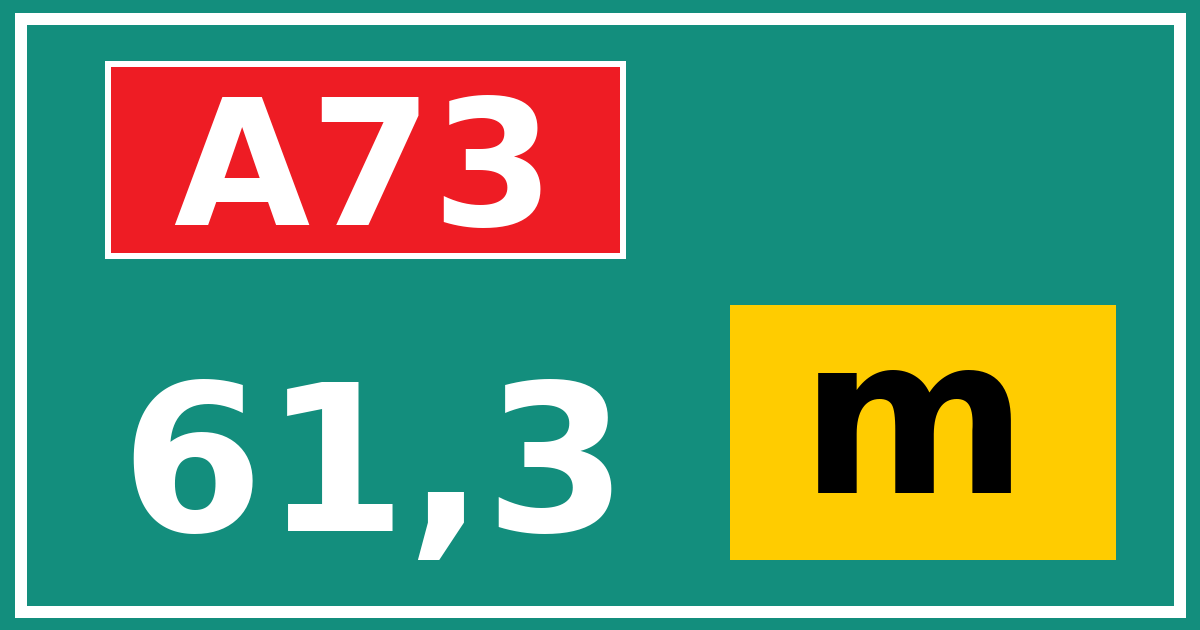 Hectometerbord A73 61,3 letter m