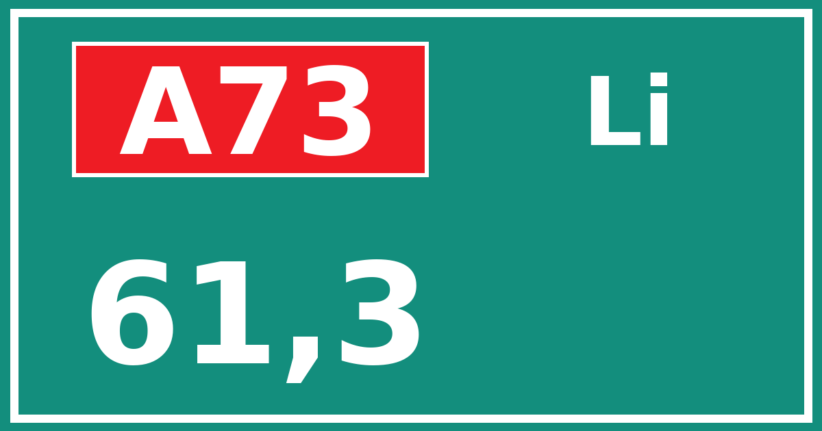 Hectometerbord A73 61,3 zijde Li