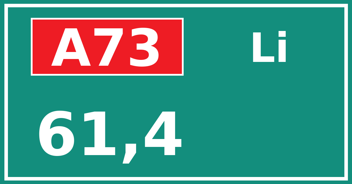 Hectometerbord A73 61,4 zijde Li