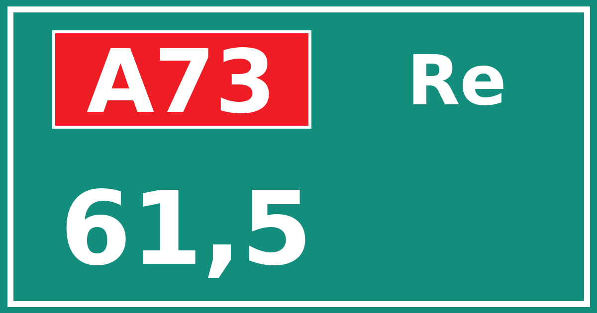 Hectometerbord A73 61,5 zijde Re