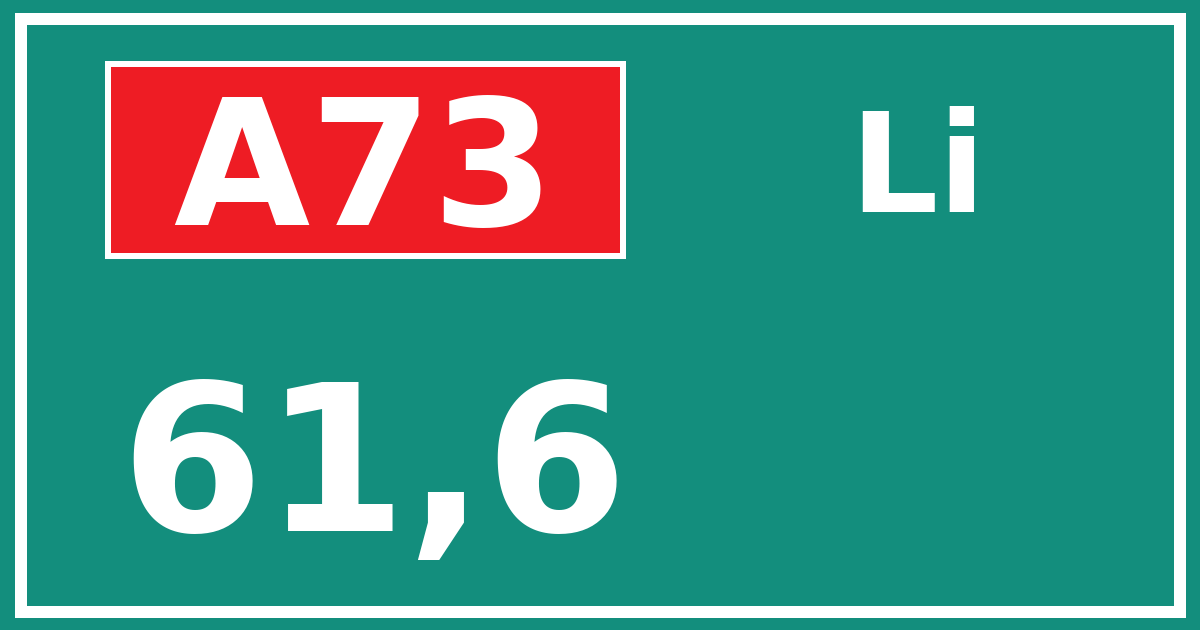 Hectometerbord A73 61,6 zijde Li