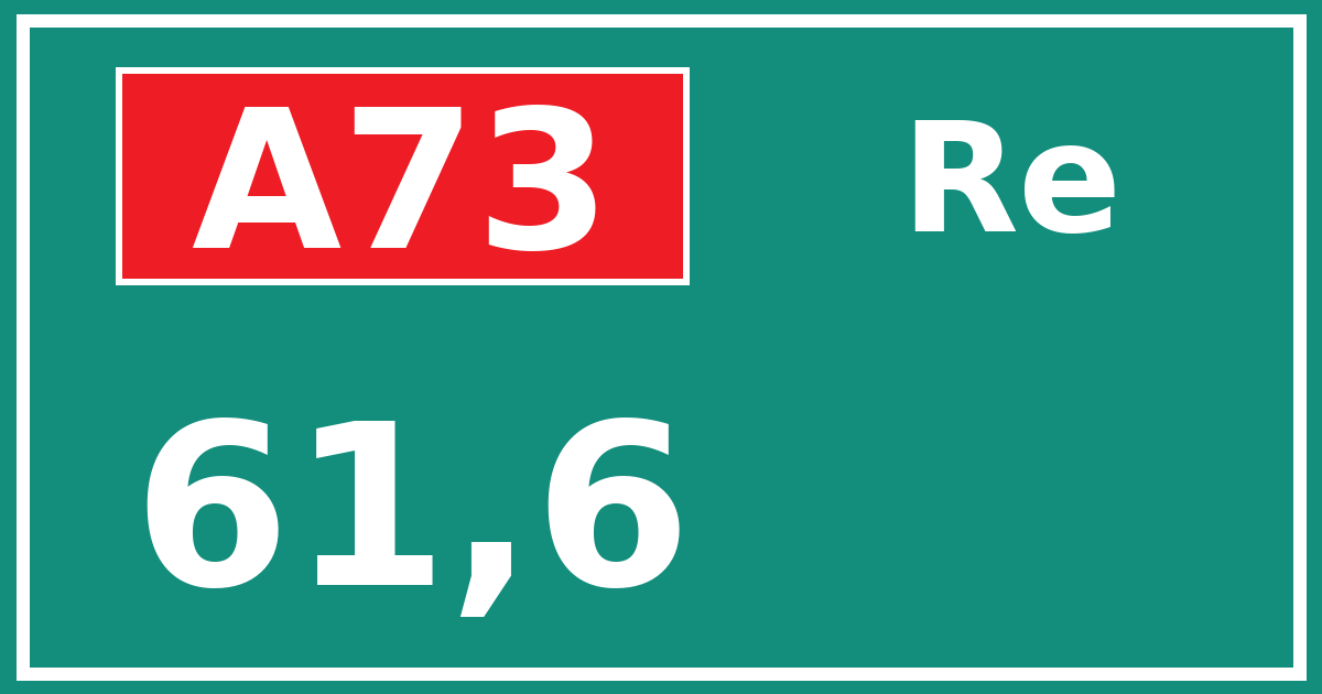 Hectometerbord A73 61,6 zijde Re