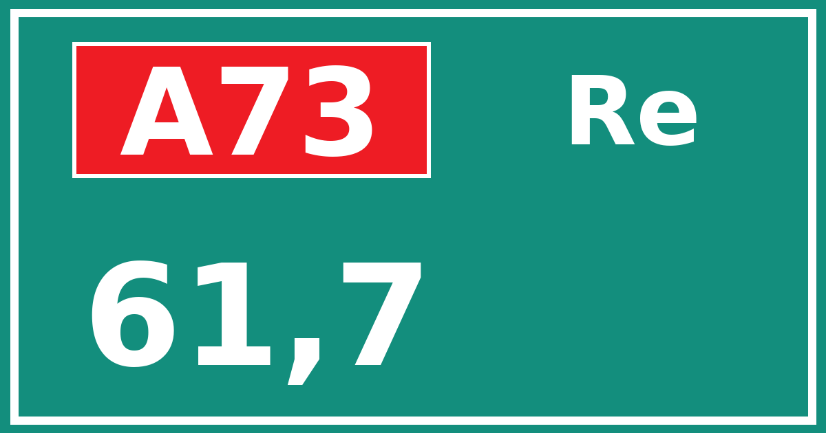 Hectometerbord A73 61,7 zijde Re
