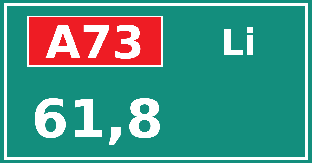 Hectometerbord A73 61,8 zijde Li