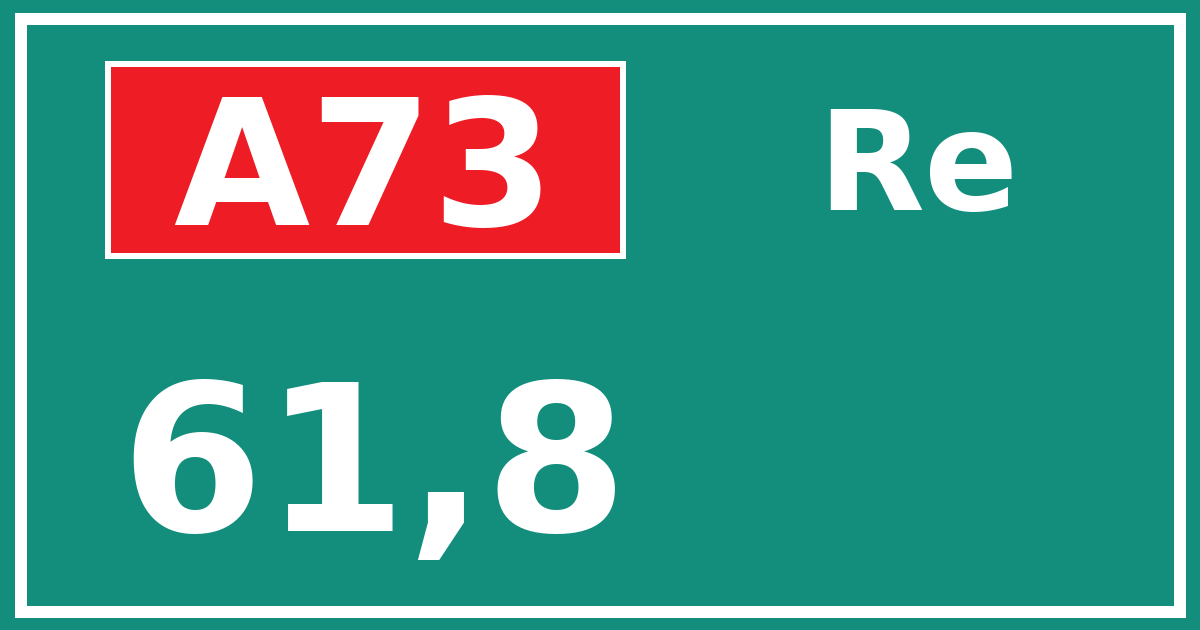 Hectometerbord A73 61,8 zijde Re