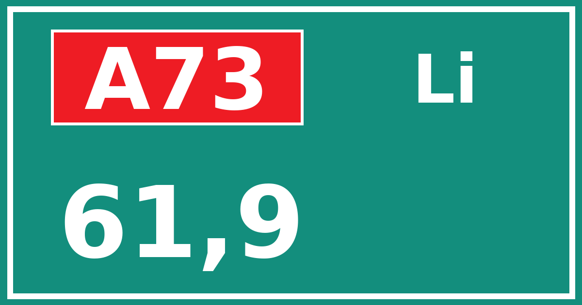 Hectometerbord A73 61,9 zijde Li