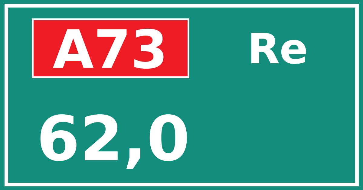 Hectometerbord A73 62,0 zijde Re