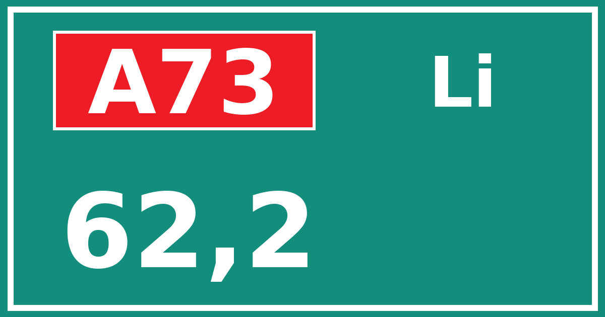 Hectometerbord A73 62,2 zijde Li