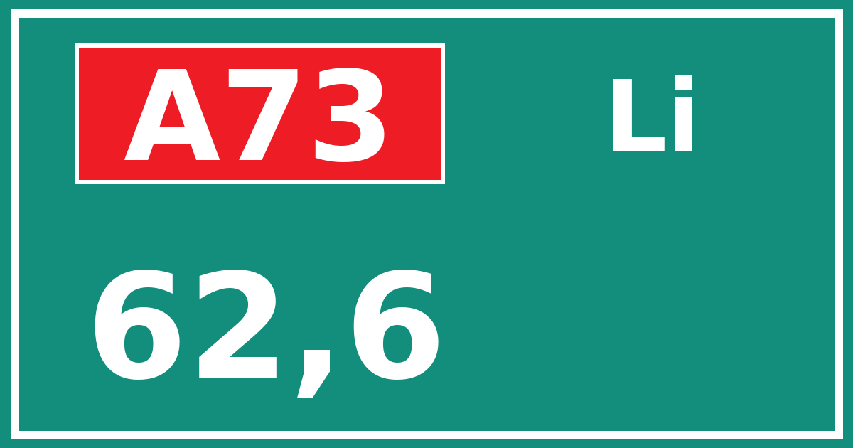 Hectometerbord A73 62,6 zijde Li