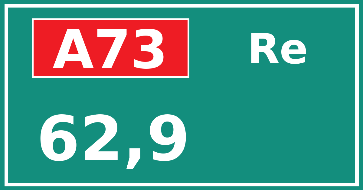 Hectometerbord A73 62,9 zijde Re