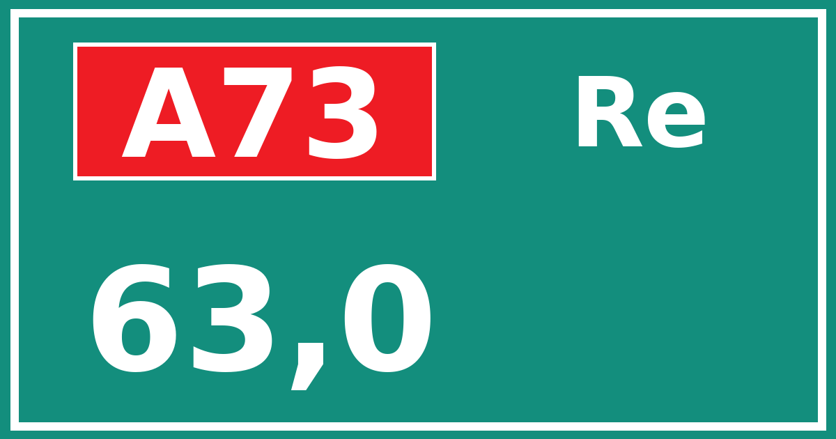 Hectometerbord A73 63,0 zijde Re