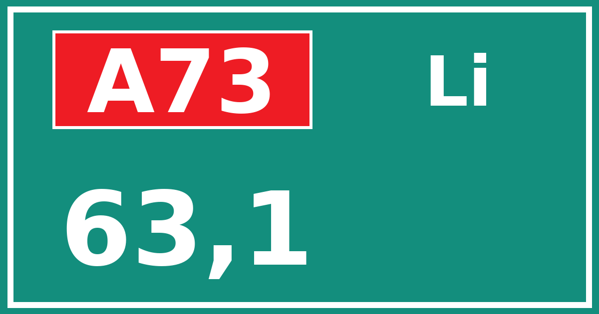 Hectometerbord A73 63,1 zijde Li