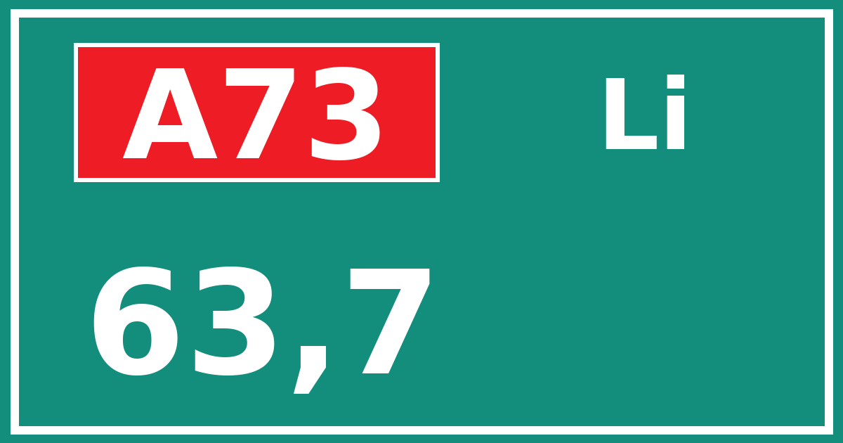 Hectometerbord A73 63,7 zijde Li