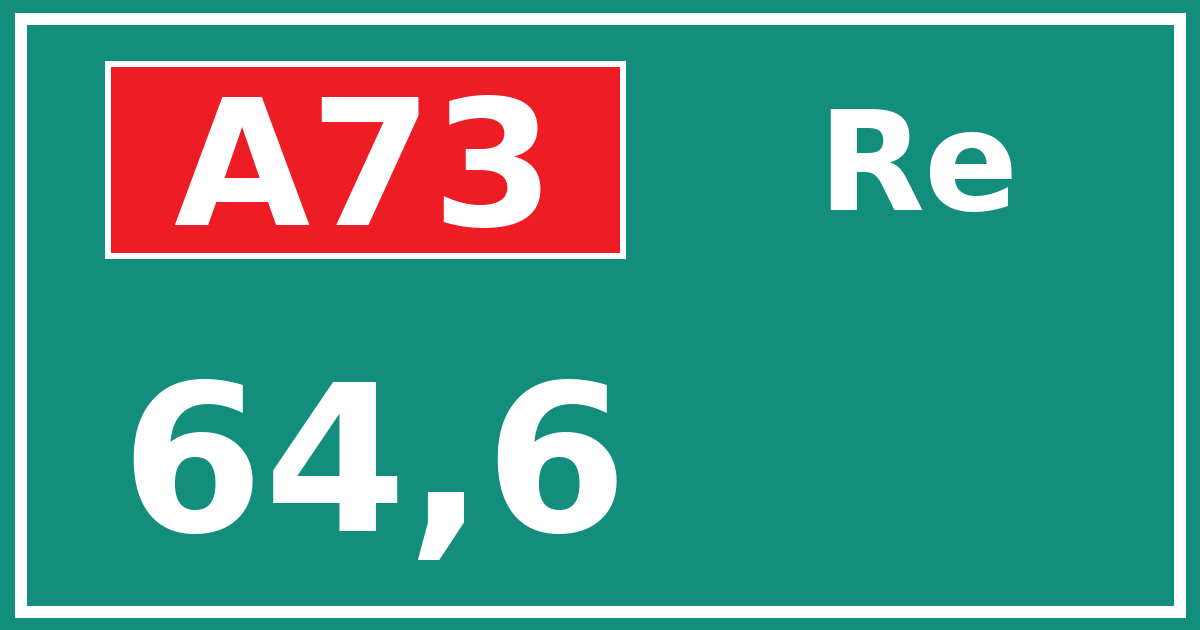 Hectometerbord A73 64,6 zijde Re