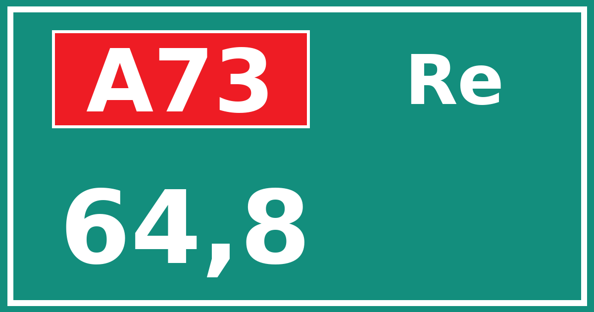 Hectometerbord A73 64,8 zijde Re