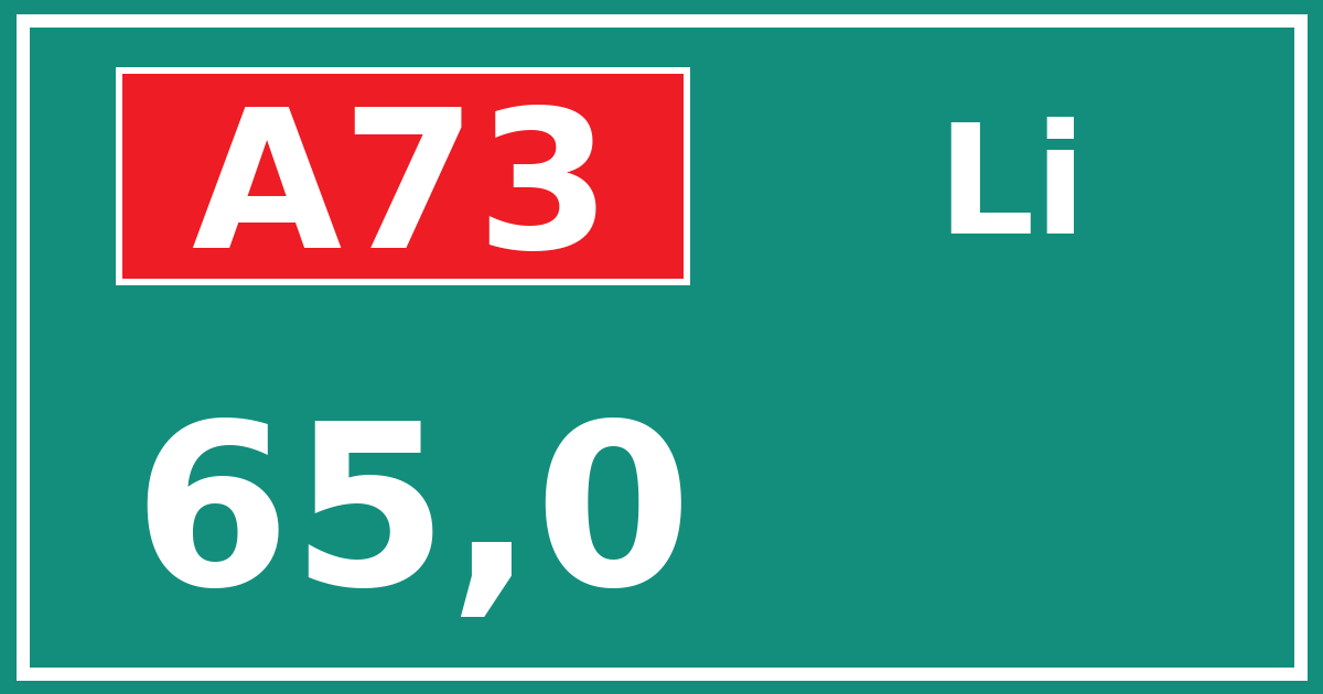 Hectometerbord A73 65,0 zijde Li