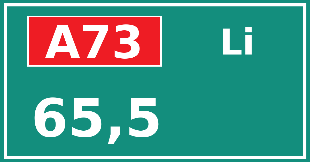 Hectometerbord A73 65,5 zijde Li
