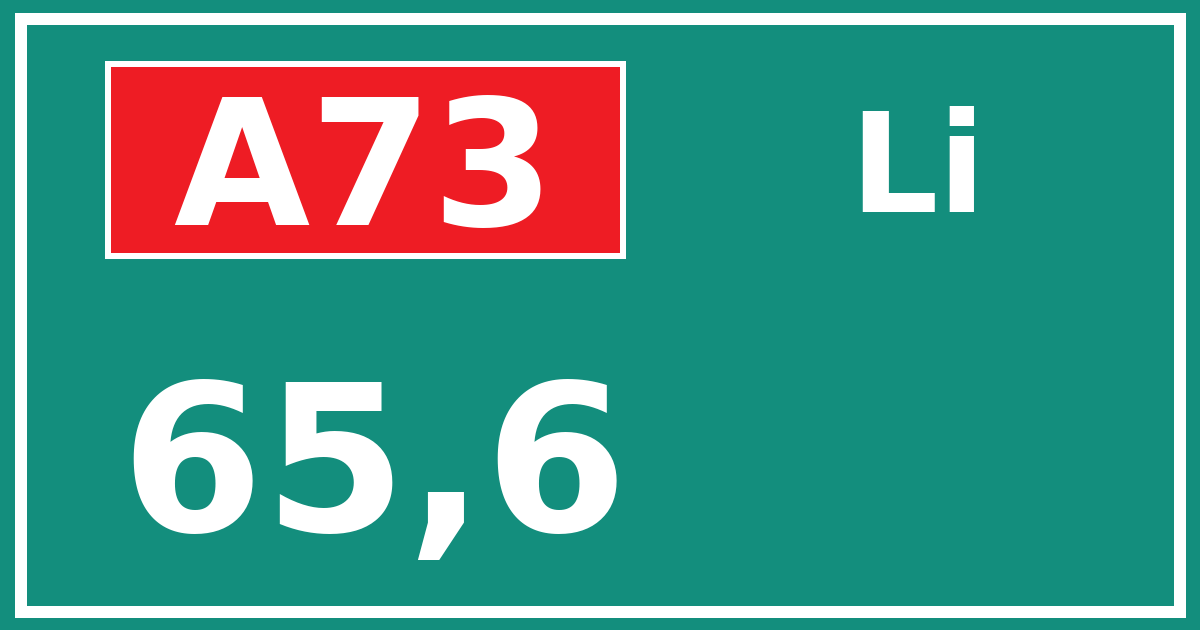 Hectometerbord A73 65,6 zijde Li