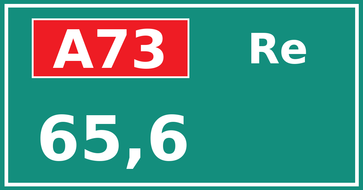 Hectometerbord A73 65,6 zijde Re