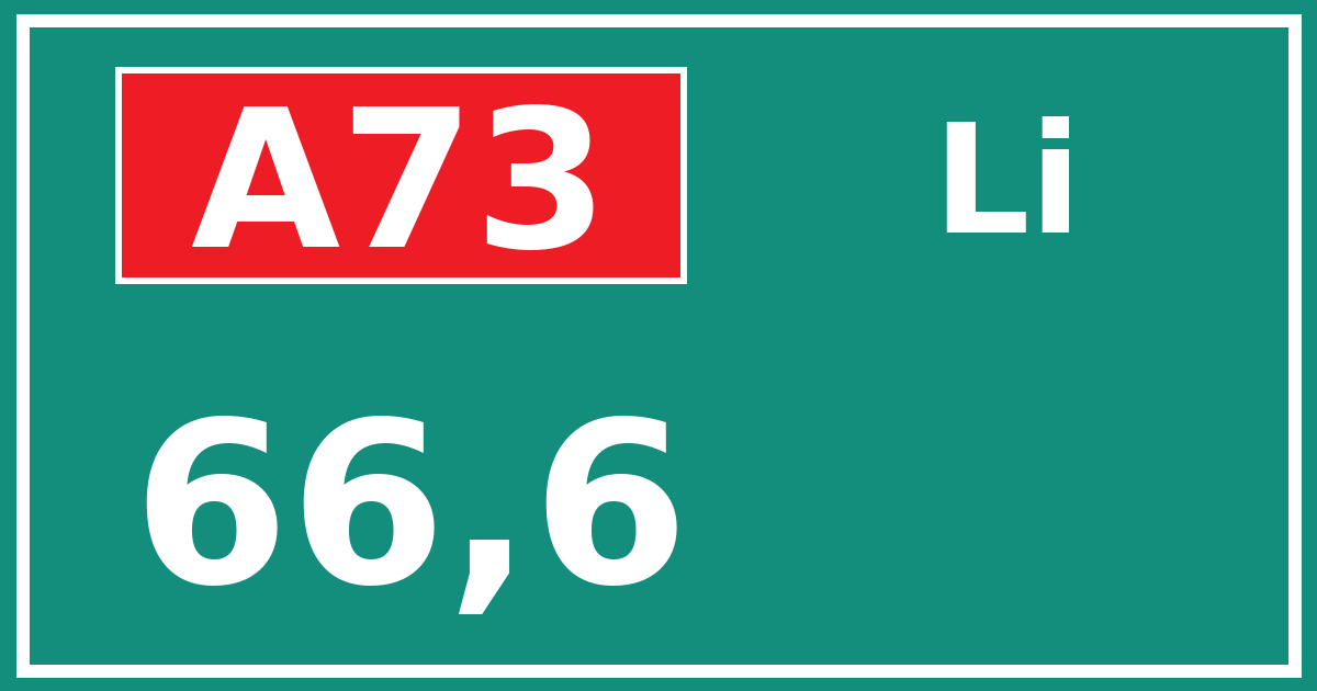 Hectometerbord A73 66,6 zijde Li
