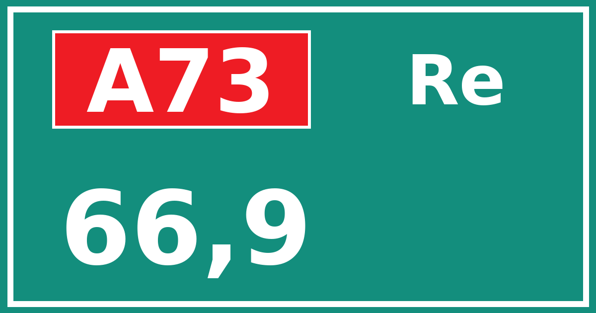Hectometerbord A73 66,9 zijde Re