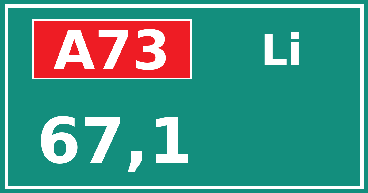 Hectometerbord A73 67,1 zijde Li