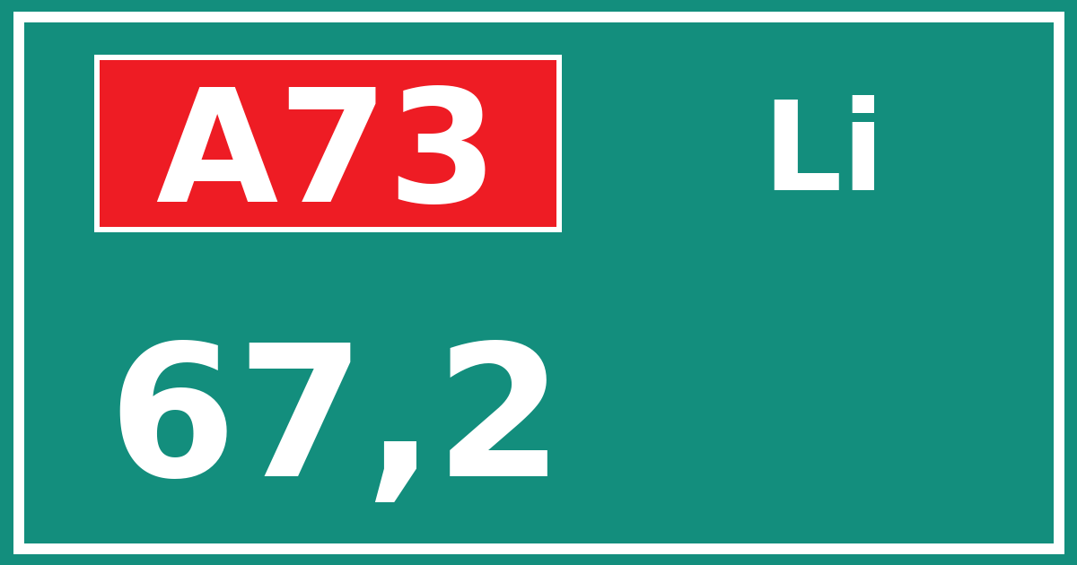 Hectometerbord A73 67,2 zijde Li
