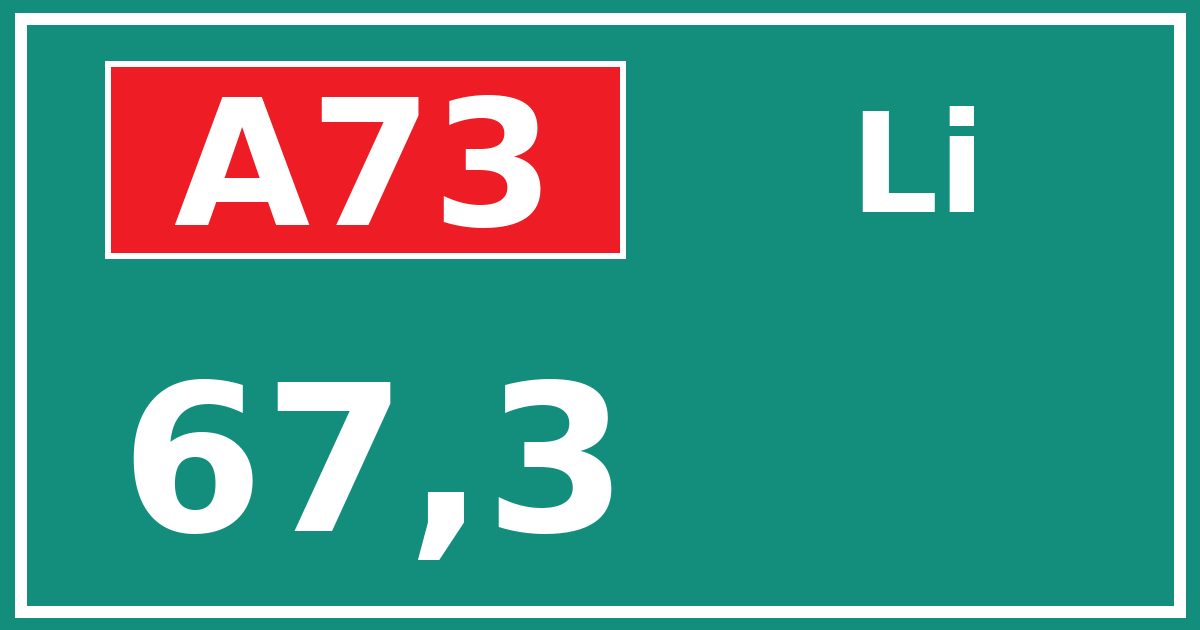Hectometerbord A73 67,3 zijde Li