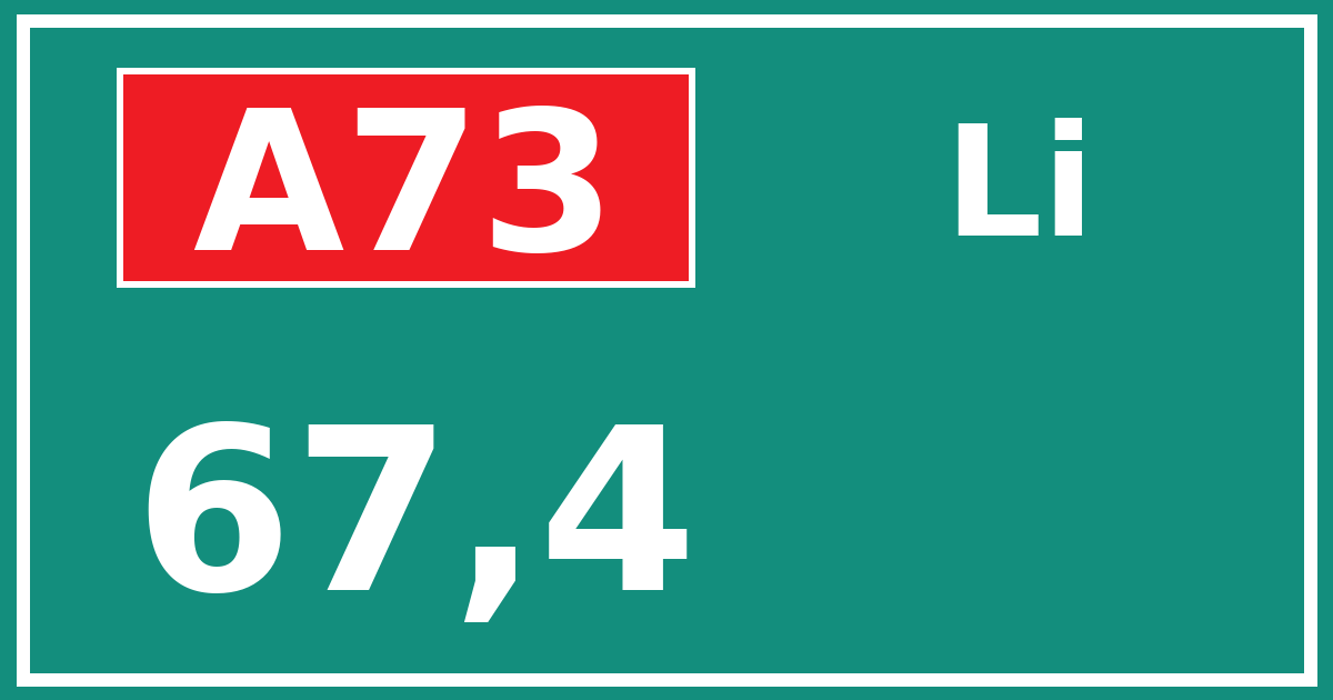Hectometerbord A73 67,4 zijde Li