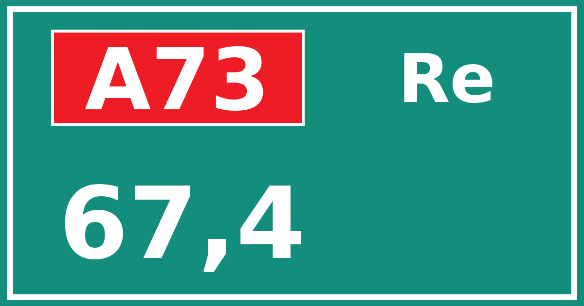 Hectometerbord A73 67,4 zijde Re