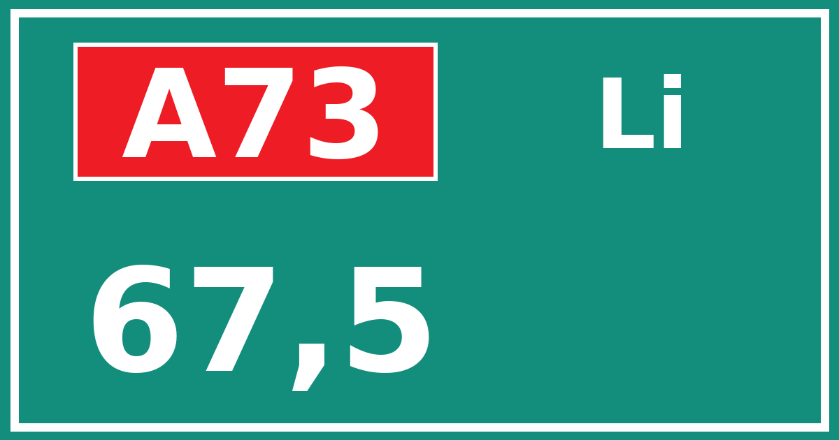 Hectometerbord A73 67,5 zijde Li