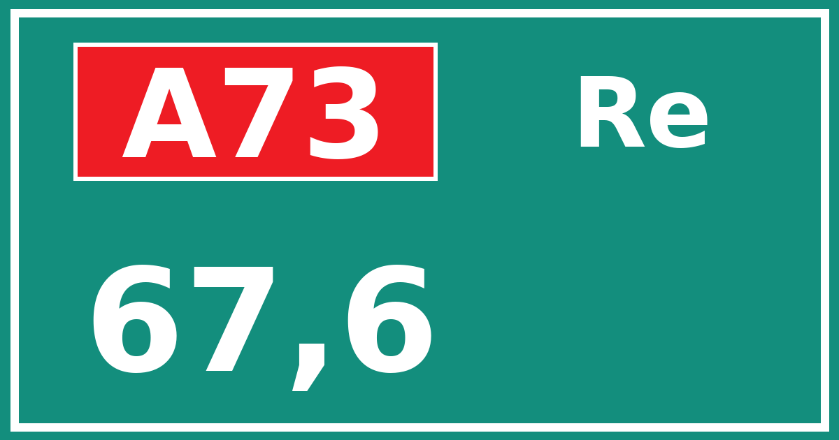 Hectometerbord A73 67,6 zijde Re