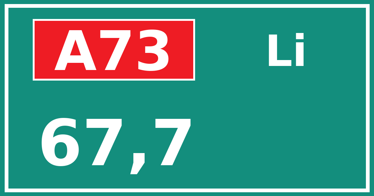 Hectometerbord A73 67,7 zijde Li