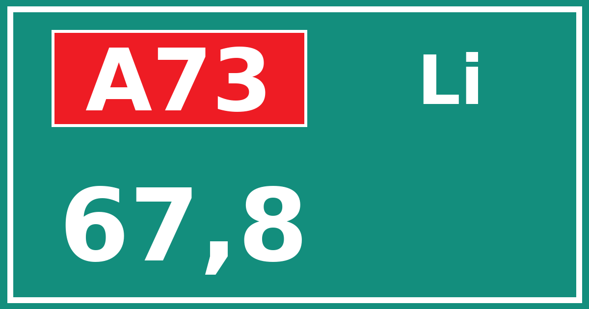 Hectometerbord A73 67,8 zijde Li