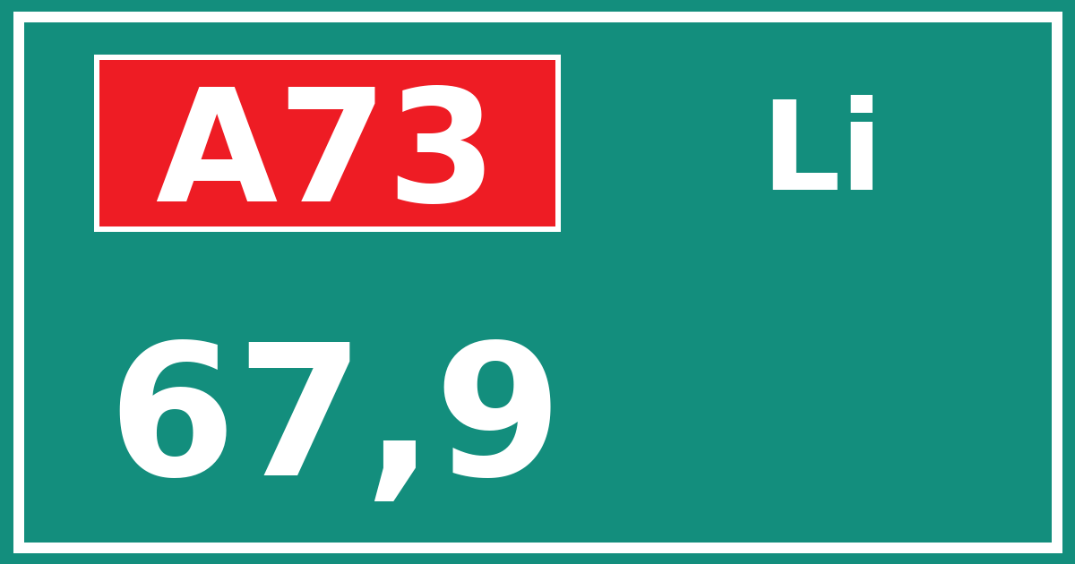 Hectometerbord A73 67,9 zijde Li