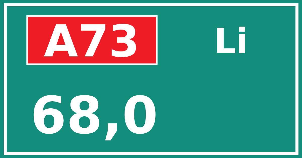Hectometerbord A73 68,0 zijde Li