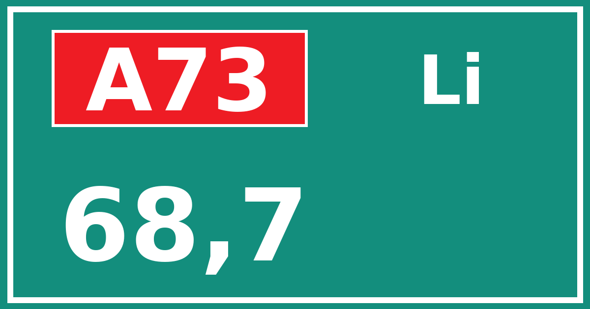 Hectometerbord A73 68,7 zijde Li