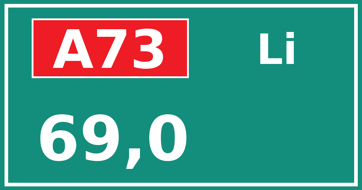 Hectometerbord A73 69,0 zijde Li
