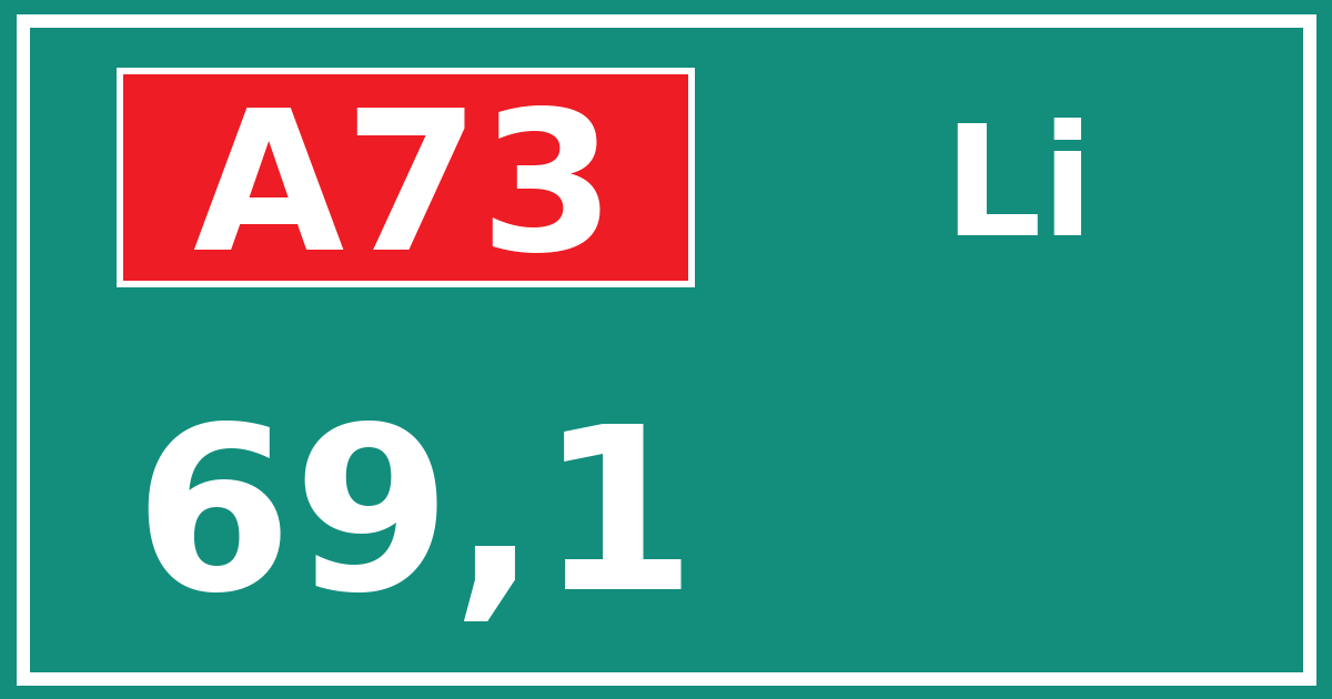 Hectometerbord A73 69,1 zijde Li