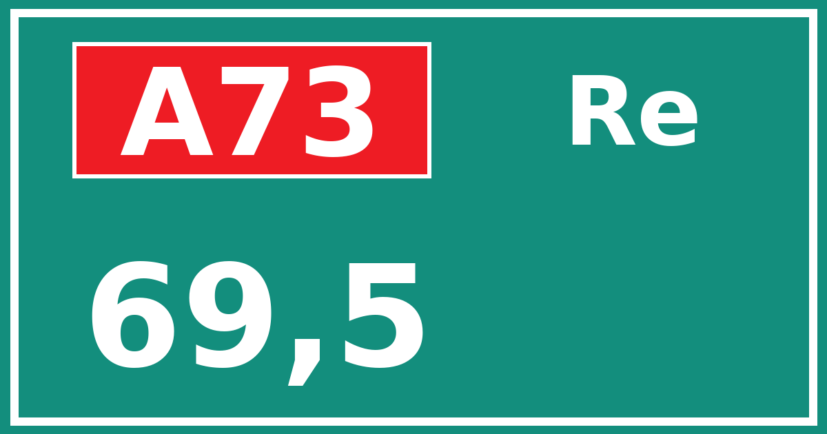 Hectometerbord A73 69,5 zijde Re