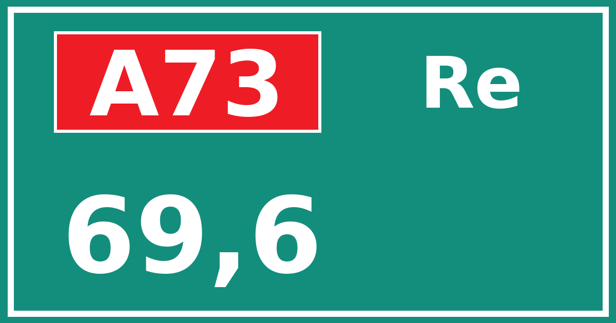 Hectometerbord A73 69,6 zijde Re