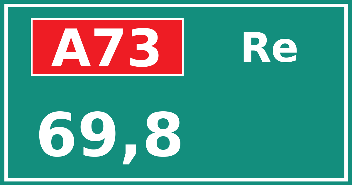 Hectometerbord A73 69,8 zijde Re