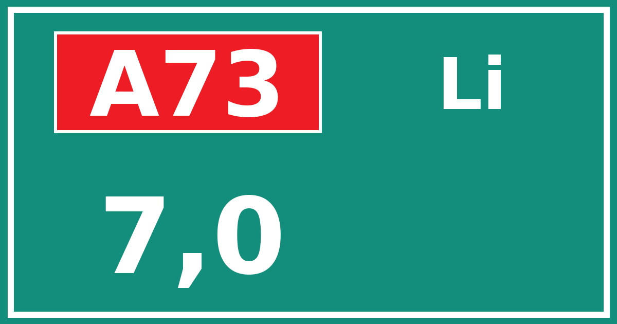 Hectometerbord A73 7,0 zijde Li