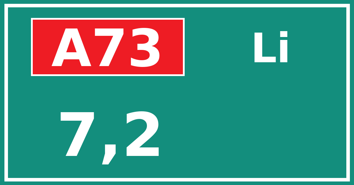 Hectometerbord A73 7,2 zijde Li