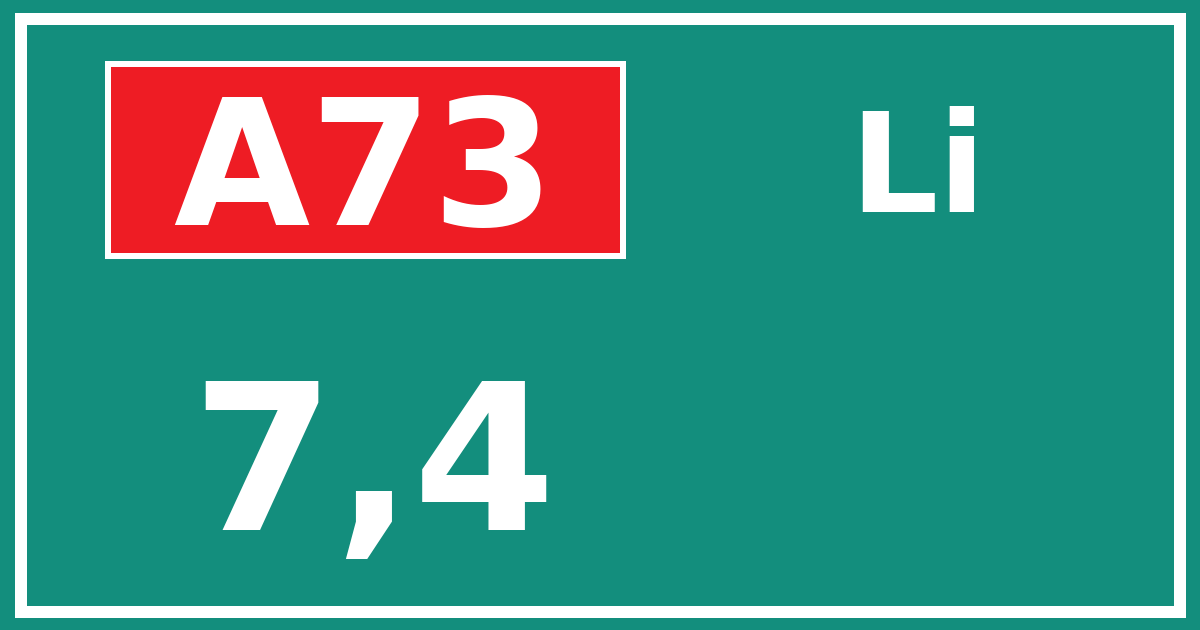 Hectometerbord A73 7,4 zijde Li