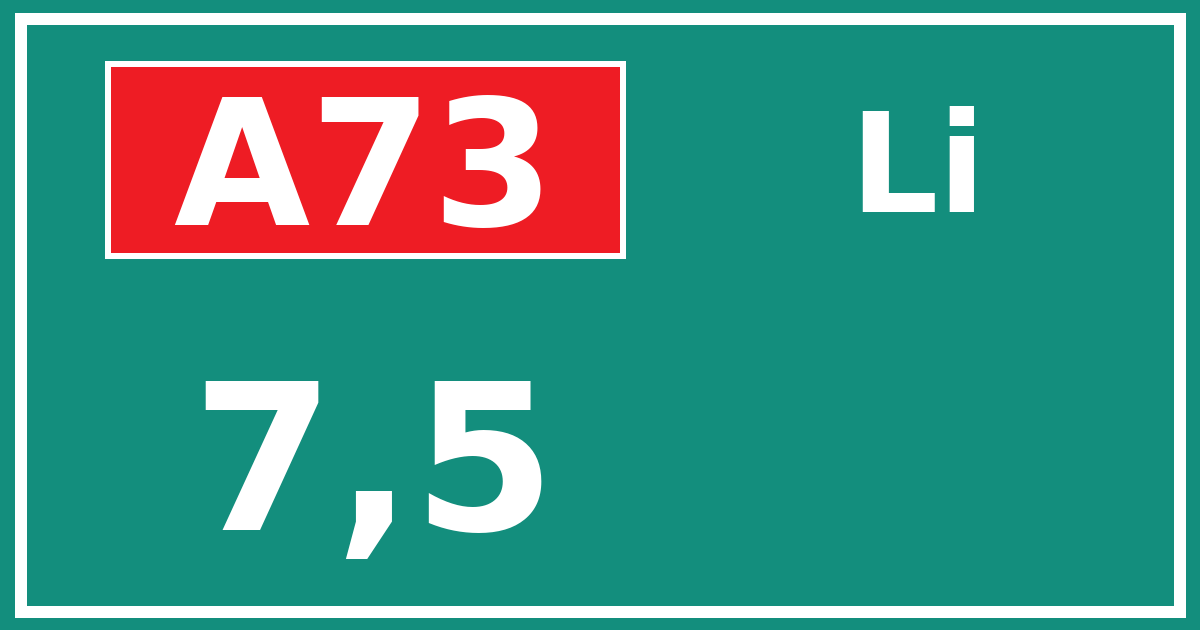 Hectometerbord A73 7,5 zijde Li